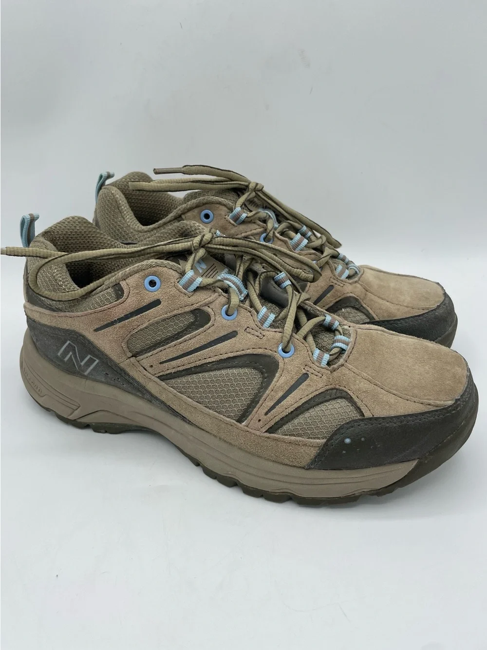 New Balance 759 Country Trail Walking Taupe Suede Athletic Sneakers Blue Trim